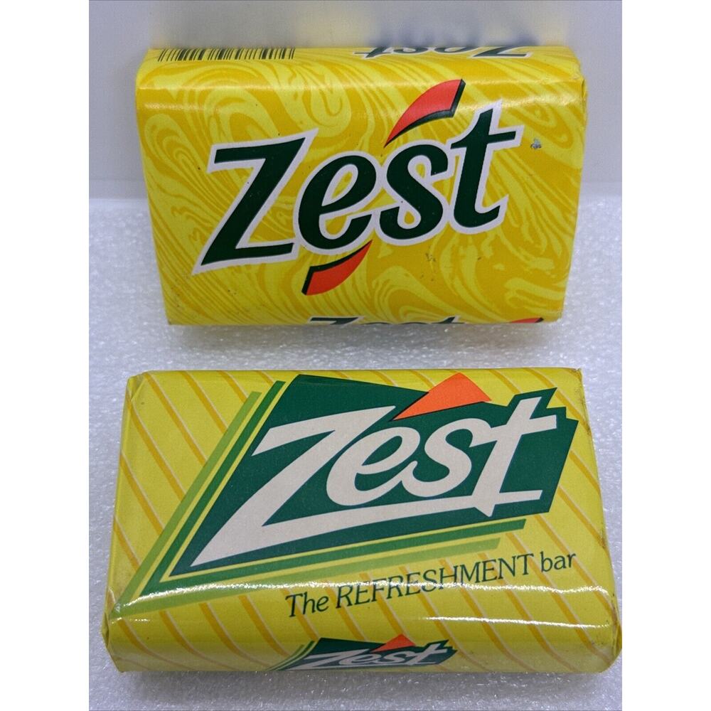 Lot Of 2 Vintage Zest Bar Soaps Yellow Package Made in France Refreshment